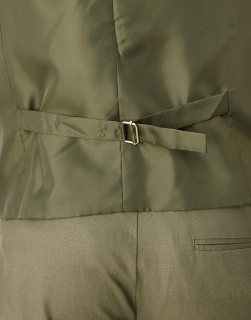 Chaleco de traje verde oliva entallado de mezcla de lino de ASOS DESIGN, 5 de 5
