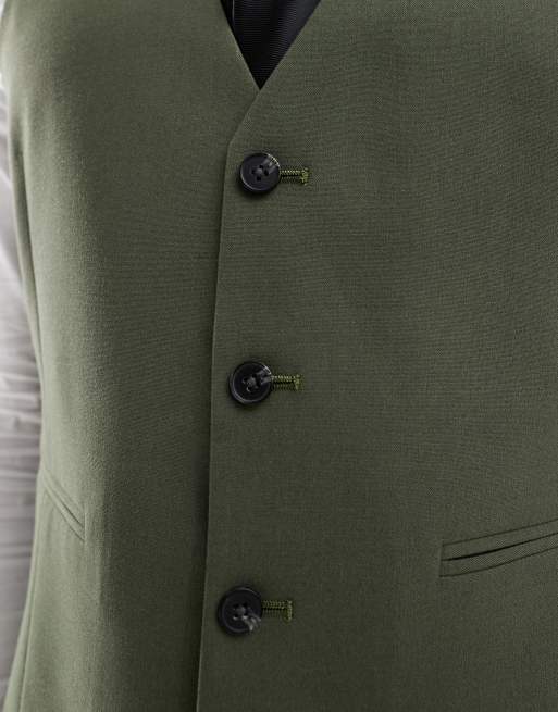 Chaleco de traje verde oscuro de corte slim de ASOS DESIGN, 5 de 5
