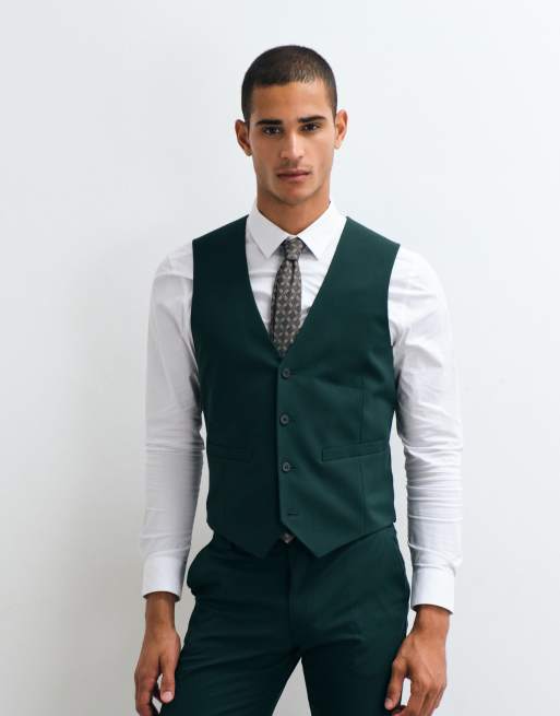 Chaleco de traje verde oscuro entallado de ASOS DESIGN, 3 de 5