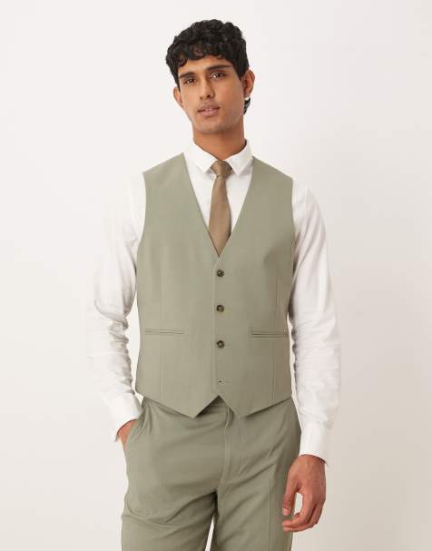 Chaleco de traje verde salvia de corte slim de ASOS DESIGN - view 1