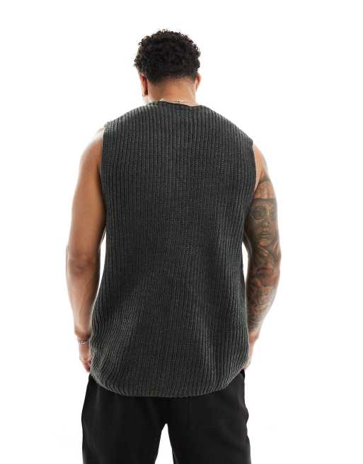 Chaleco gris carbón holgado con cremallera de punto inglés de ASOS DESIGN, 3 de 4