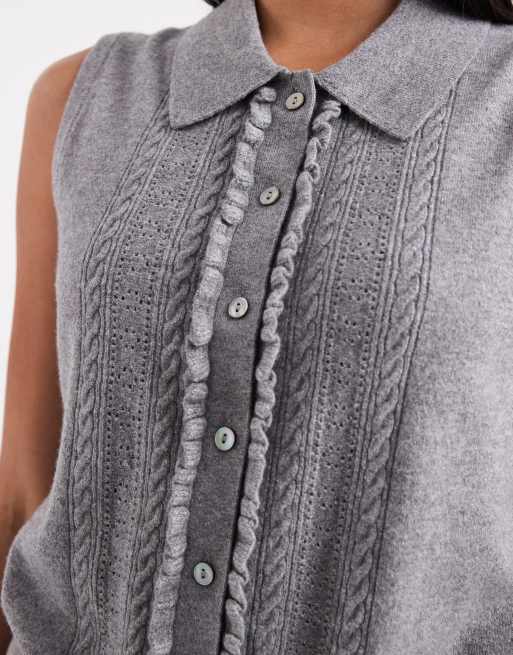 Chaleco gris con volantes pequeños de punto muy suave de Levi's, 4 de 4