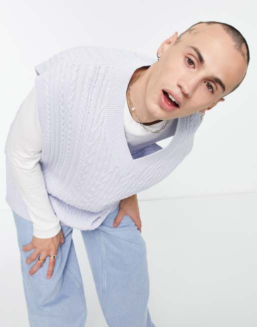 Chaleco gris de estilo cricket de punto de ASOS DESIGN 