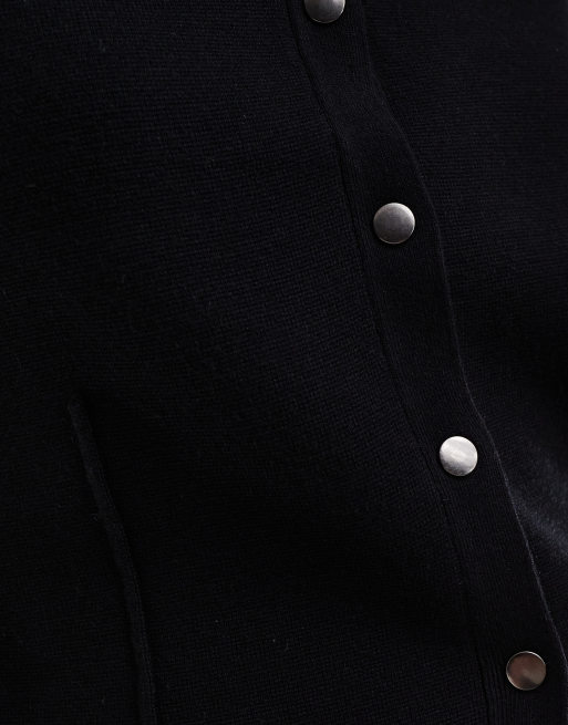 Chaleco largo negro entallado con detalle de costuras de punto de ASOS DESIGN, 4 de 4