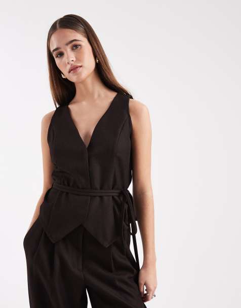 Chaleco marrón chocolate con cintura ceñida con lazada de Vero Moda (parte de un conjunto) - view 1