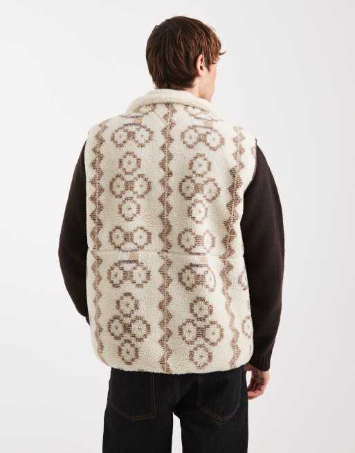 Chaleco marrón con diseño de patrón y cremallera de tejido tipo peluche de Tommy Jeans, 3 de 5