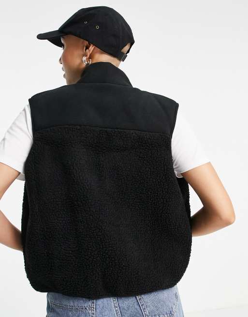 Chaleco Acolchado Chaleco Con Peluche En El Gorro Chaleco Negro