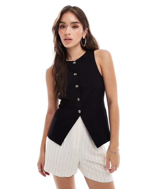 Chaleco negro con cuello subido de ASOS DESIGN