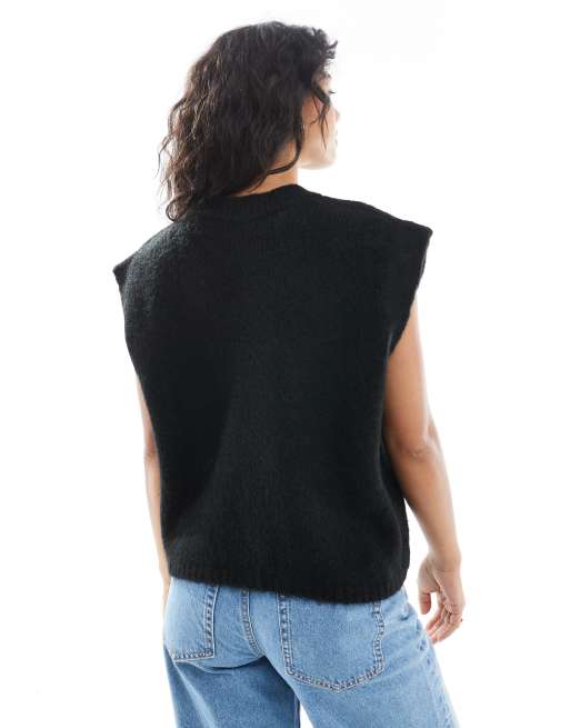 Chaleco negro de corte cuadrado con hombros extendidos de punto de ASOS DESIGN, 4 de 4
