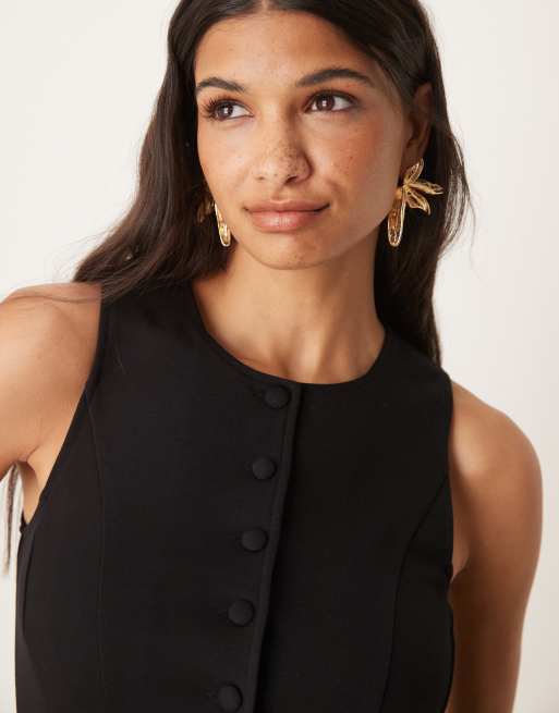 Chaleco negro estructurado de punto roma de ASOS DESIGN (parte de un conjunto), 3 de 4