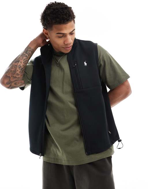 Chaleco negro híbrido con logo Icon de Polo Ralph Lauren