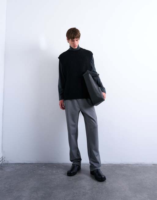 Chaleco negro holgado de punto de ochos de Topman ASOS