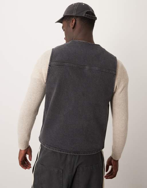 Chaleco negro lavado de corte cuadrado con cremallera de tejido ligero de ASOS DESIGN, 4 de 4
