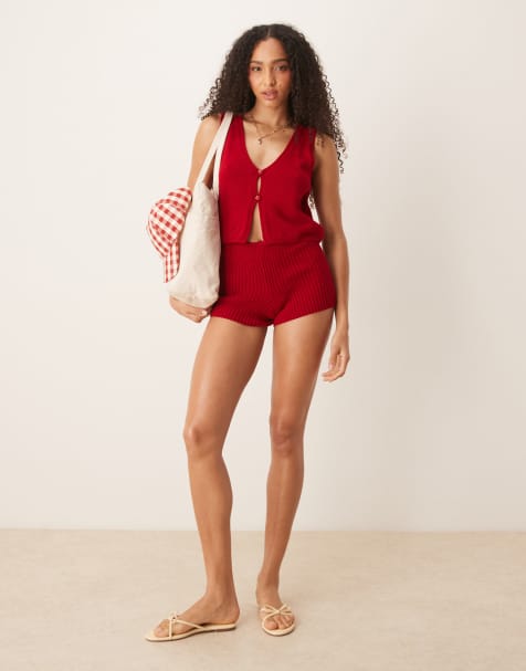 Chaleco rojo con botones Bianca de ASOS DESIGN (parte de un conjunto) - view 1