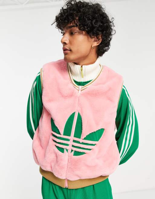 Chaleco rosa unisex con trébol grande adicolor 70s de adidas