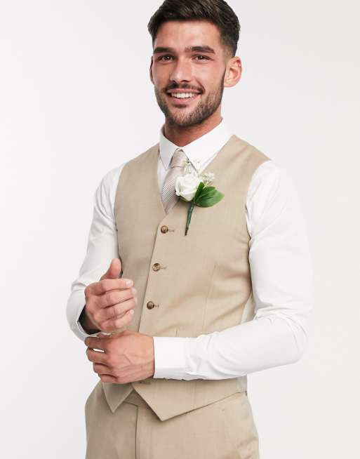 Traje de corte slim en color piedra de ASOS DESIGN wedding, 4 de 4