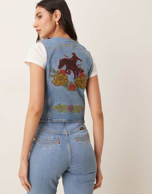 Chaleco vaquero azul entallado de estilo cowboy de Wrangler x Lainey Wilson (parte de un conjunto), 3 de 4