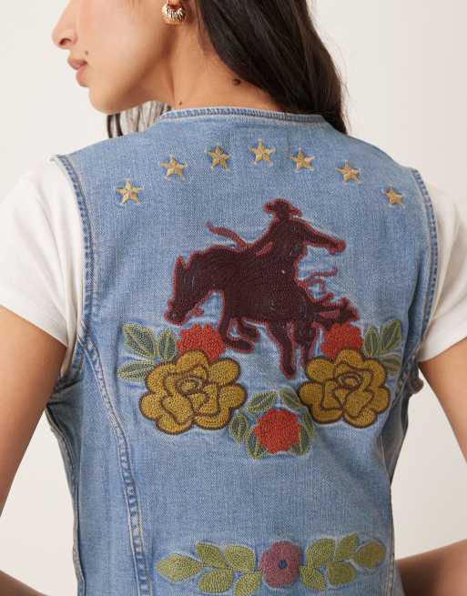 Chaleco vaquero azul entallado de estilo cowboy de Wrangler x Lainey Wilson (parte de un conjunto), 4 de 4
