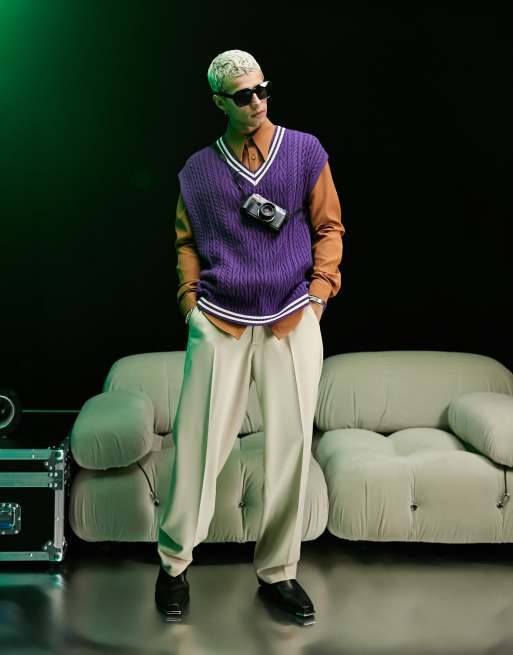 Chaleco violeta de estilo cricket con ribetes de punto de ASOS DESIGN