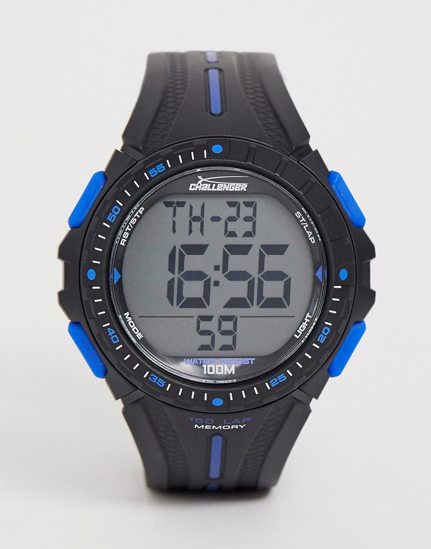 Challenger mens fitness watch in black and blue