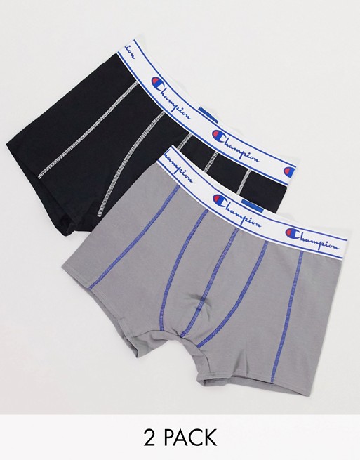 Champion 2 pack boxer shorts in black and grey