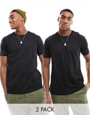 Champion 2 pack crew neck t-shirts in black - ASOS Price Checker