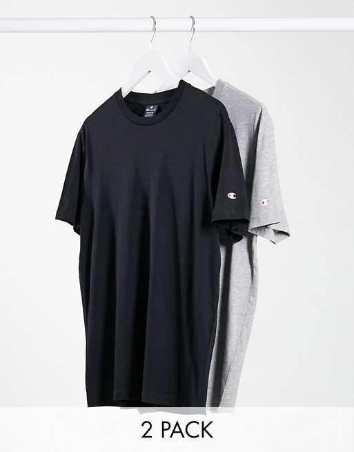 Champion 2 pack t-shirts in grey & black SAVE
