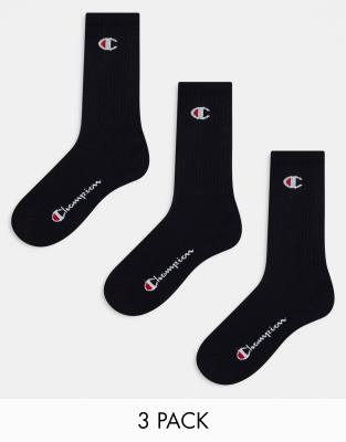 Champion Champion 3 pack crew socks in black