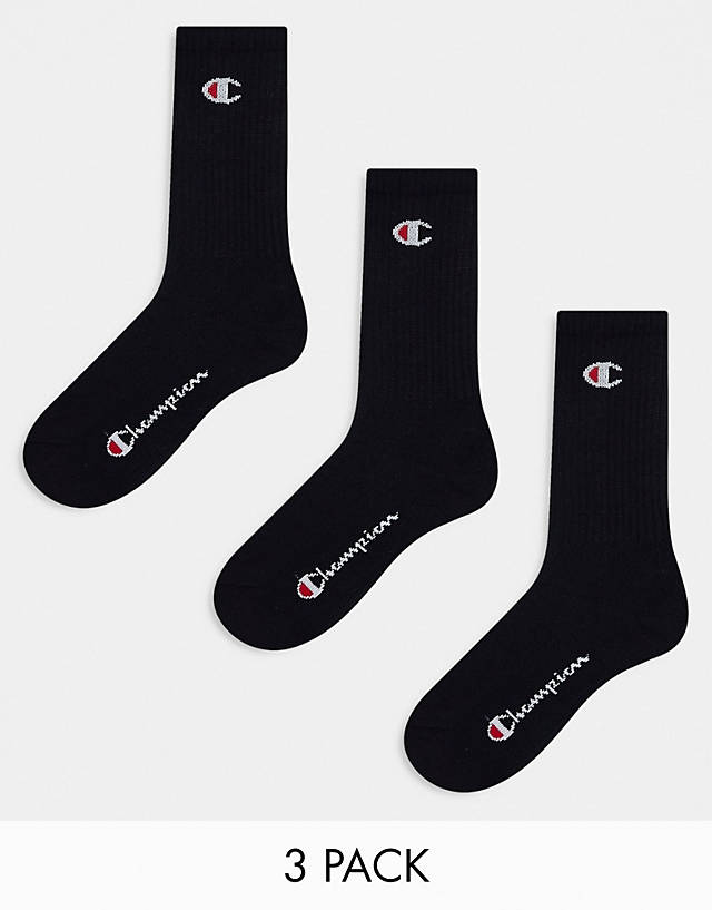 Champion - 3 pack crew socks in black