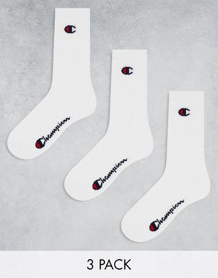 Champion 3 pack crew socks in white