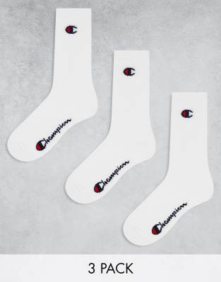 Champion 3 pack crew socks in white - view 1