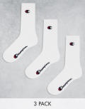 [Champion] Champion 3 pack crew socks in white 3-5 WHITE