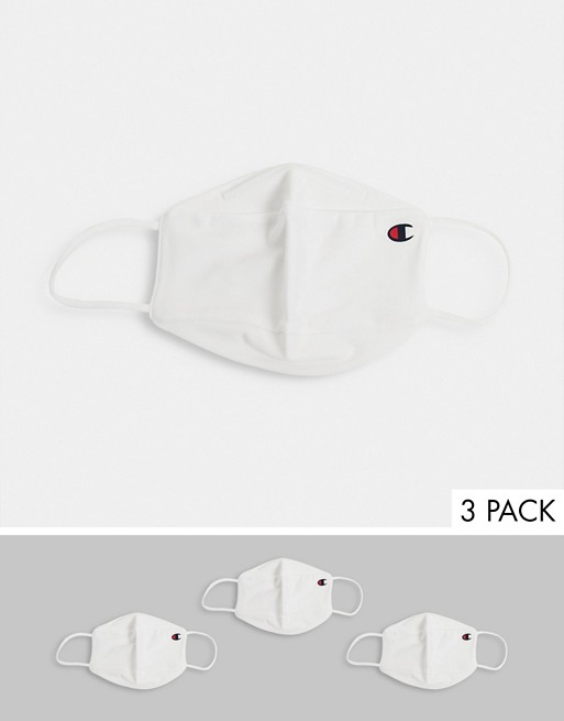 Champion 3 pack face coverings in white