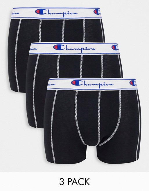 Champion 3 pack jersey boxer shorts in black