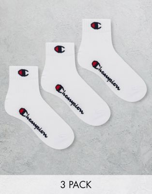 Champion 3 pack logo ankle socks in white