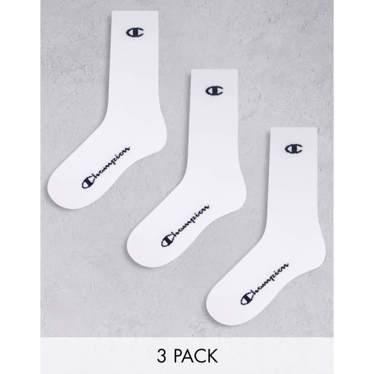 Champion 3 pack logo crew socks in white