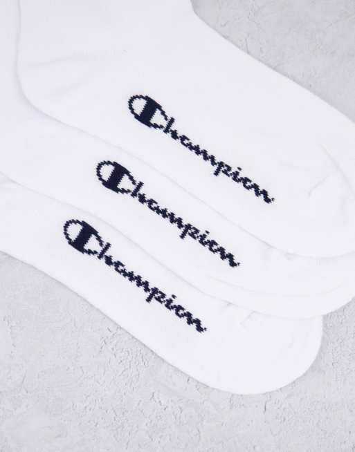 Champion 3 pack logo crew socks in white