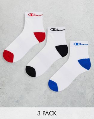 Champion 3 pack logo socks in white multi