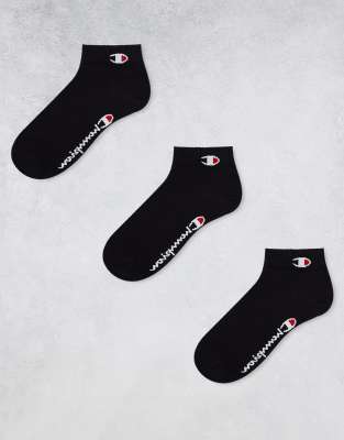 Champion 3 pack quarter socks in black