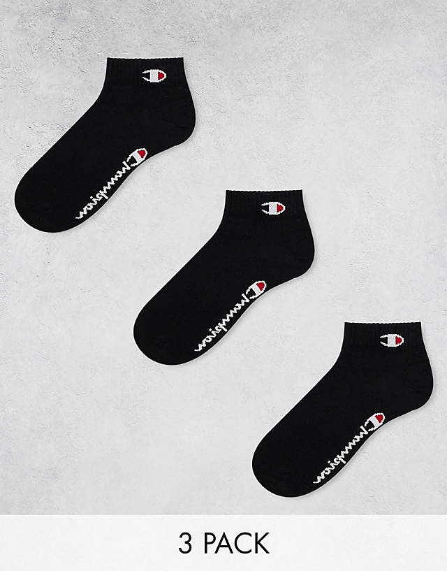 Champion - 3 pack quarter socks in black