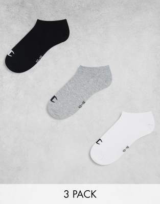 Champion Champion 3 pack trainer socks in black white grey-Multi