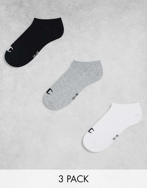 Champion 3 pack trainer socks in black white grey