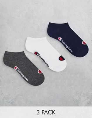 Champion 3 pack trainer socks in blue white and grey