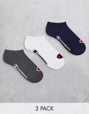 Champion 3 pack trainer socks in blue, white and grey - ASOS Price Checker