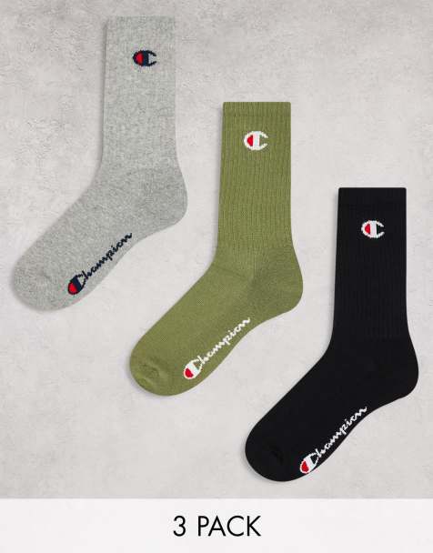 Champion – 3er-Pack Crew-Socken in Schwarz, Weiß und Khaki - view 1