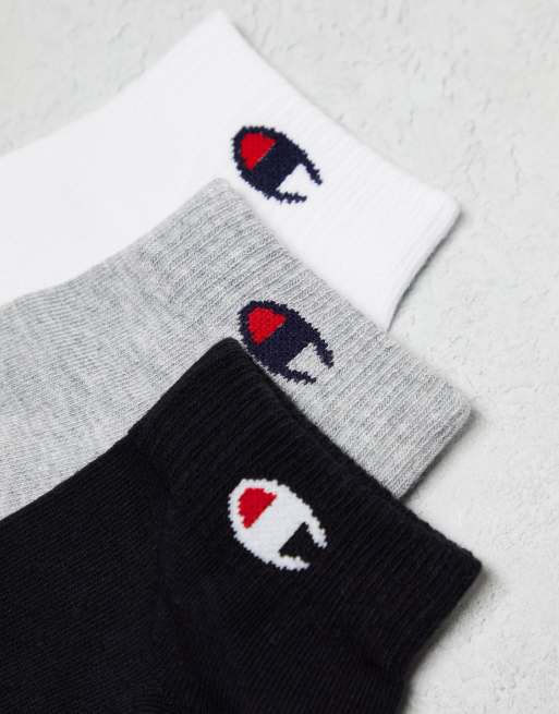 Champion – 3er-Pack kurze Socken in Grau, Weiß und Schwarz, 2 von 4