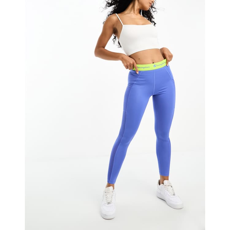 Champion Absolute 7/8 leggings in blue and lime