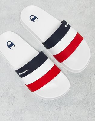 Champion All American slide in white navy red