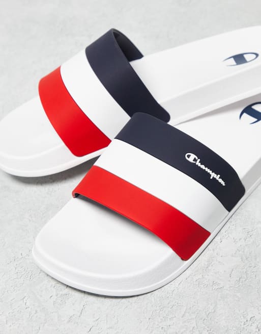 Champion All American slides in white navy red ASOS