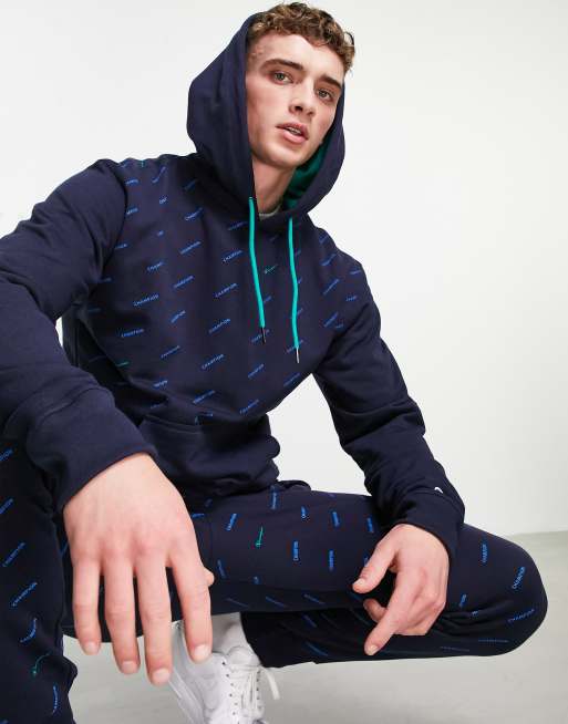 Champion all over 2024 print navy hoodie